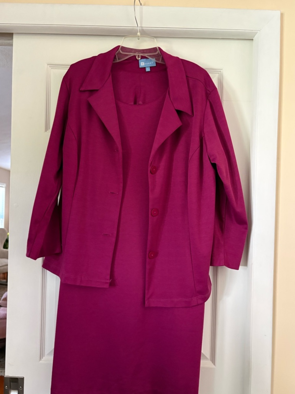 Koret: 1X, Two-Piece Magenta Knit Dress & Jacket Set